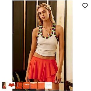 FREE PEOPLE Waterfall layered skort in Tangerine tango Sz XS NWOT